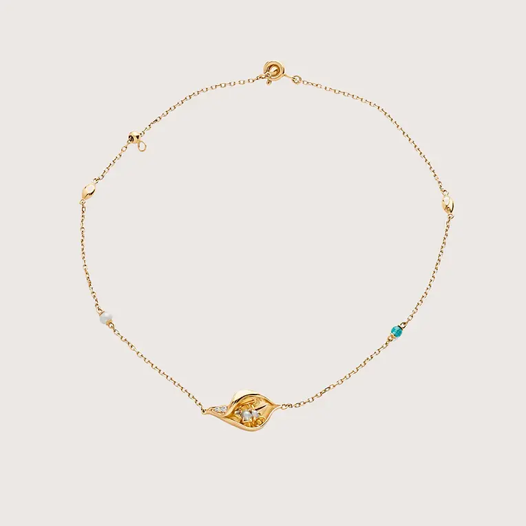 Lily Essence Pearl and Malachite Anklet